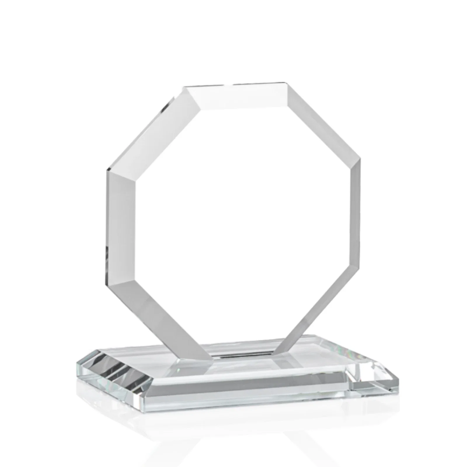 Custom printed Starfire Crystal Octagon Award with Deep Mitered Edges, with your logo for volunteer appreciation