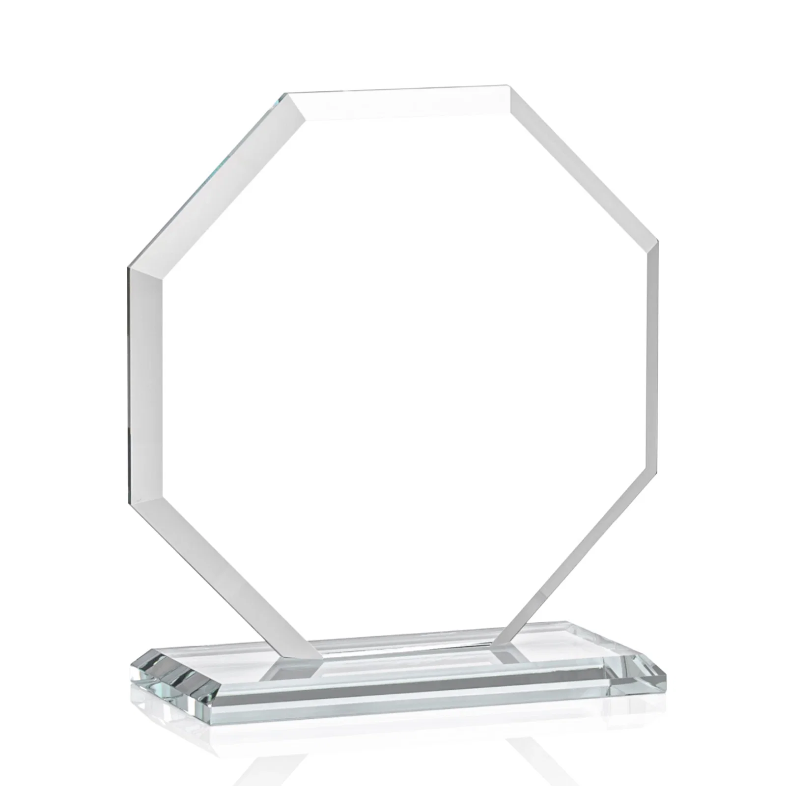 Customized Starfire Crystal Octagon Award with Deep Mitered Edges, with your logo for employee recognition