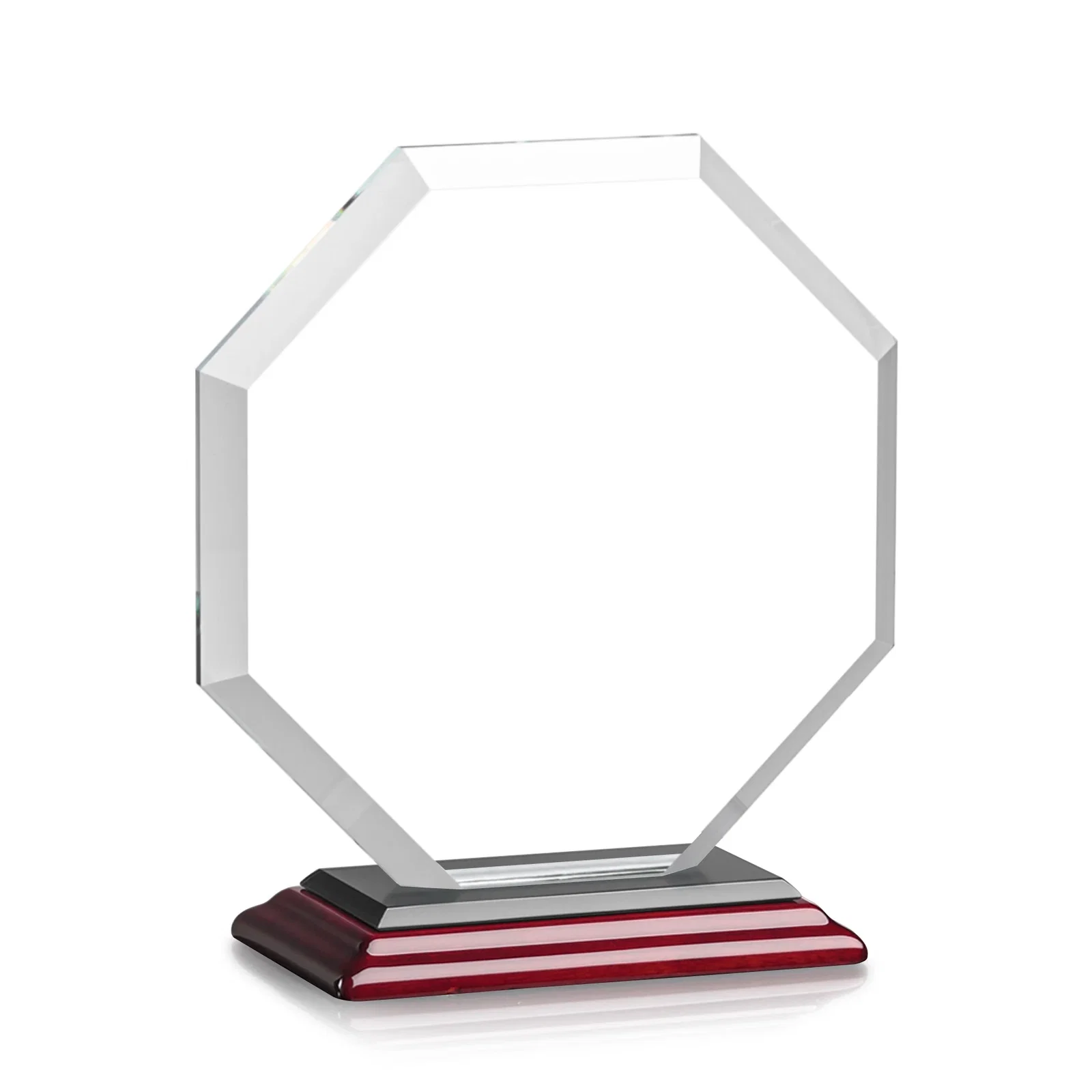 Customized Starfire Crystal Octagon Award with Deep Mitered Edges, with your logo for service anniversary gifts