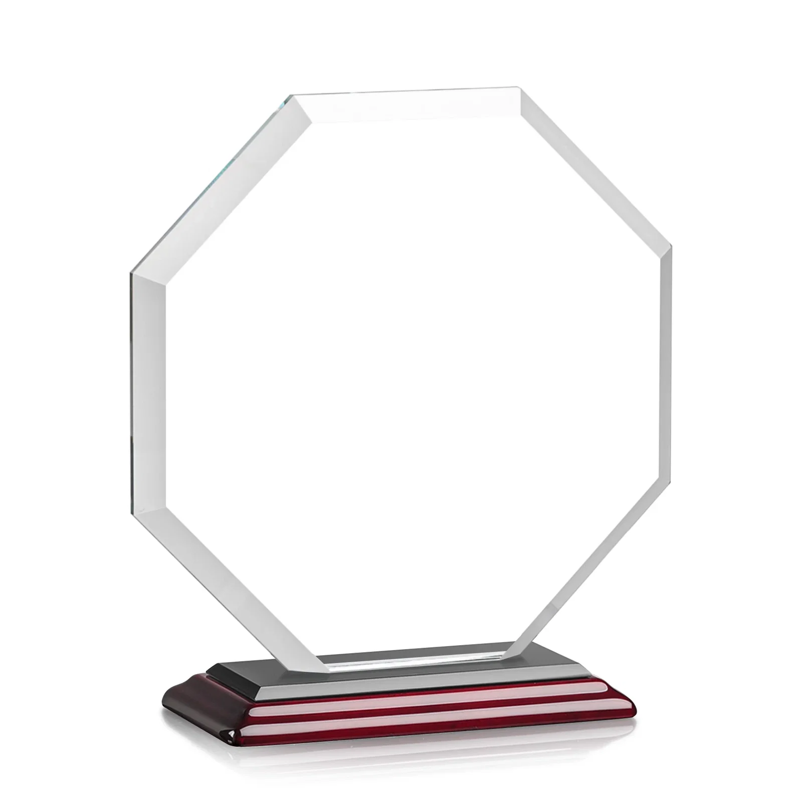 Customized Starfire Crystal Octagon Award with Deep Mitered Edges, with your logo for sales achievement awards