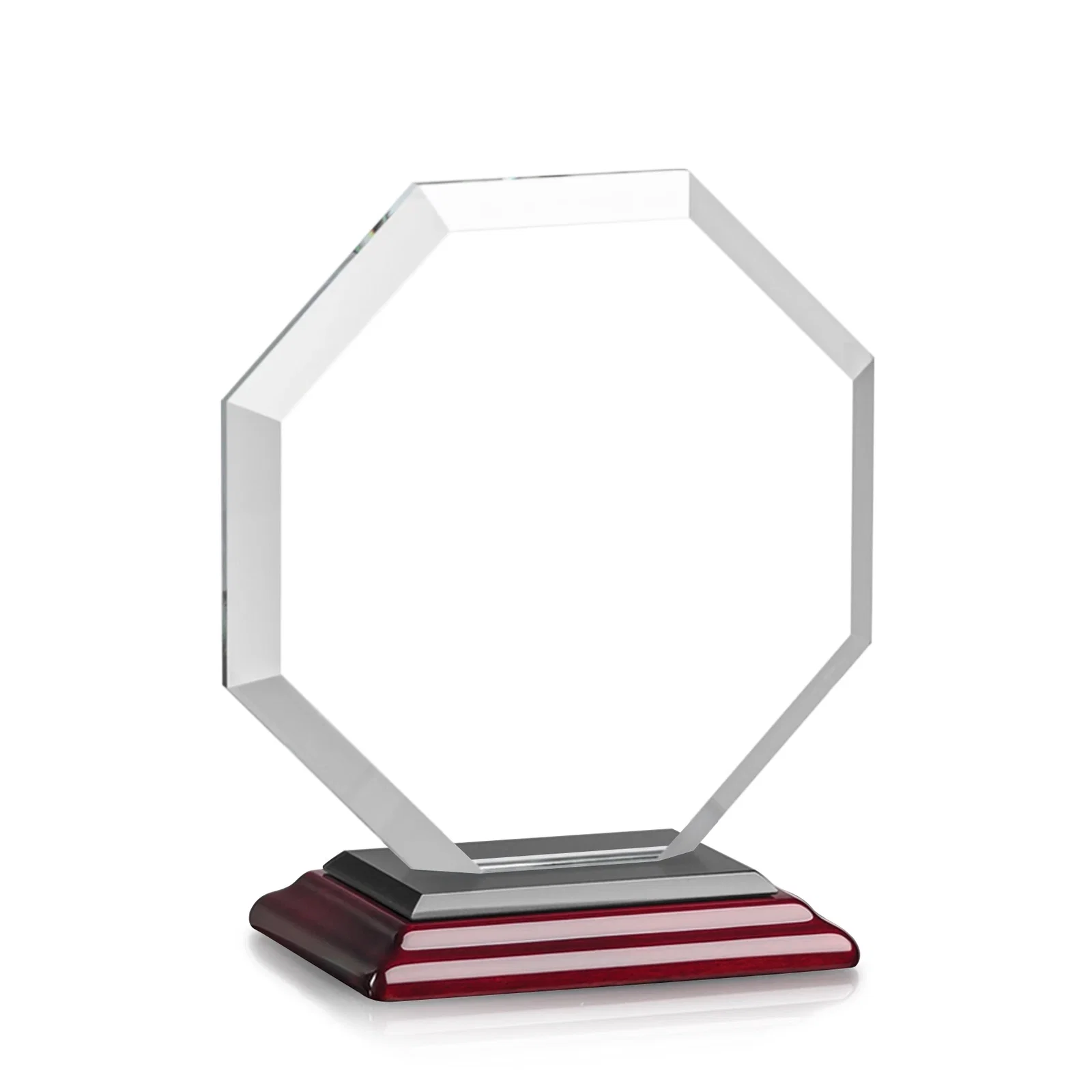 Customized Starfire Crystal Octagon Award with Deep Mitered Edges, with your logo for team milestone celebrations