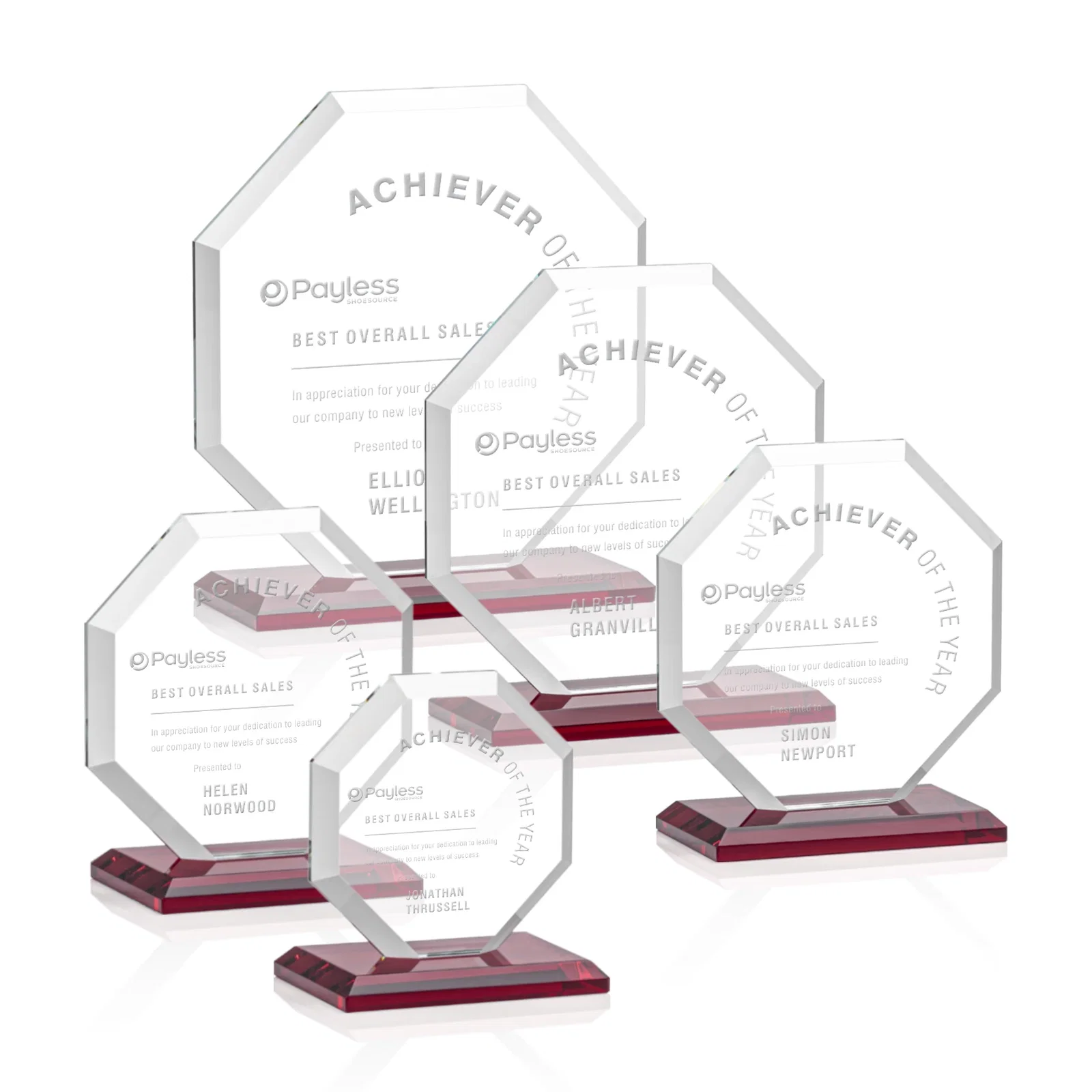 Promotional Starfire Crystal Octagon Award with Deep Mitered Edges for employee recognition