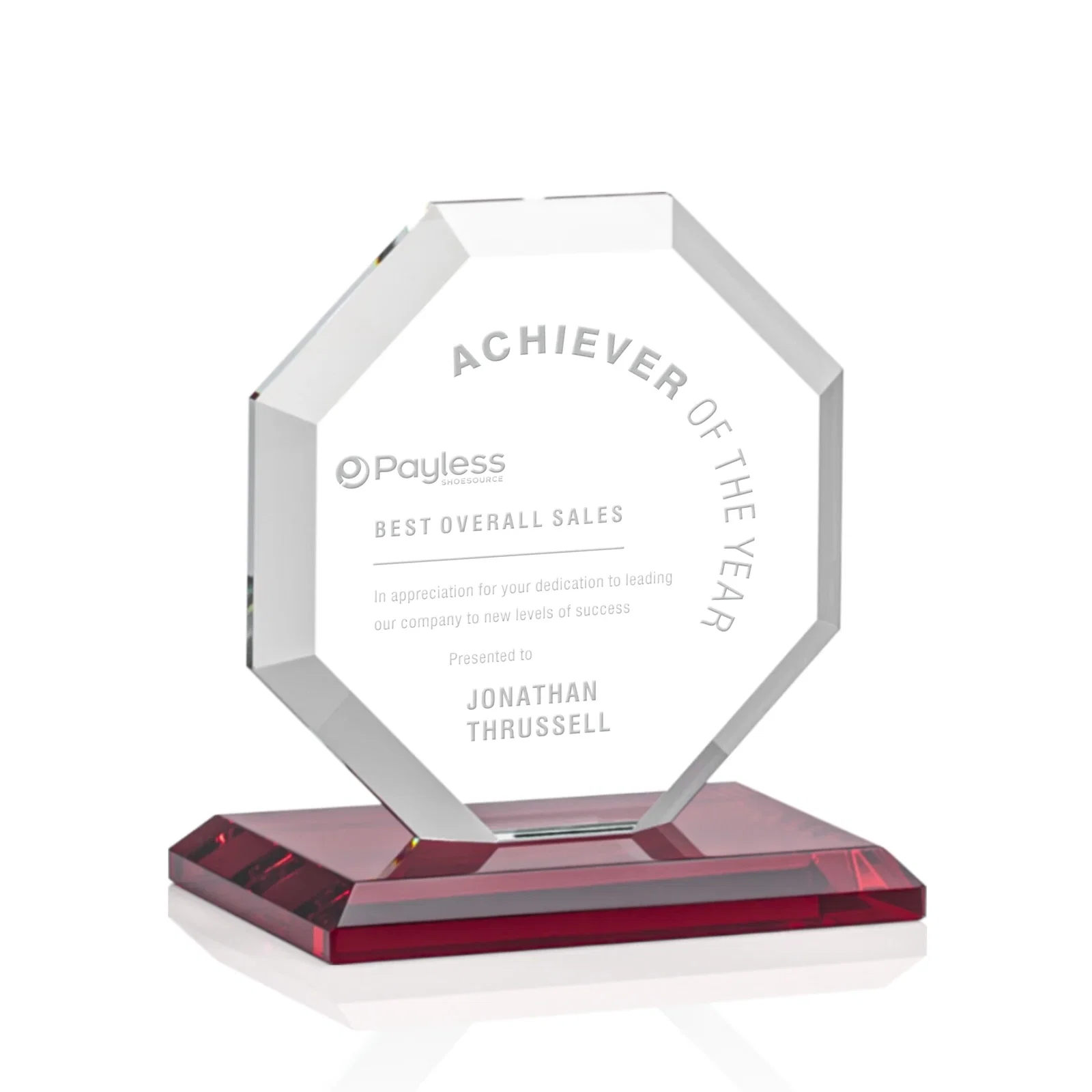 Promotional Starfire Crystal Octagon Award with Deep Mitered Edges for corporate award ceremonies