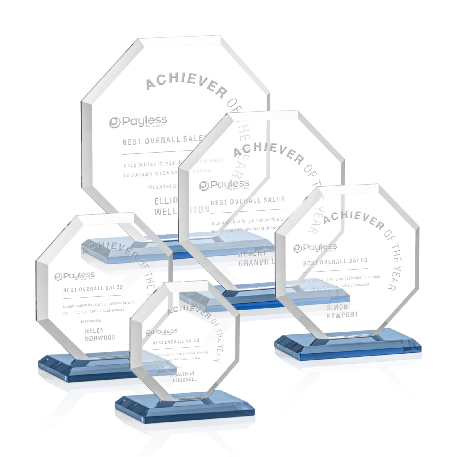 Promotional Starfire Crystal Octagon Award with Deep Mitered Edges for donor appreciation