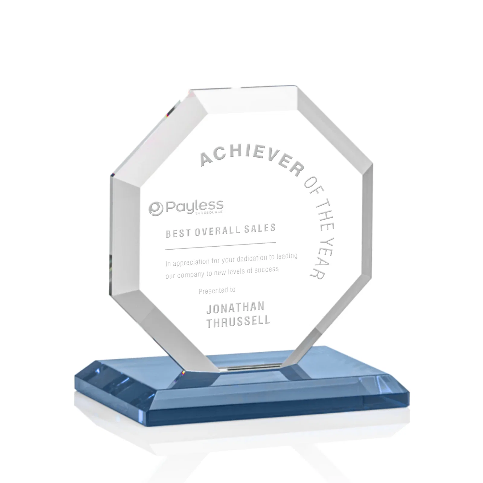 Promotional Starfire Crystal Octagon Award with Deep Mitered Edges for graduation ceremonies