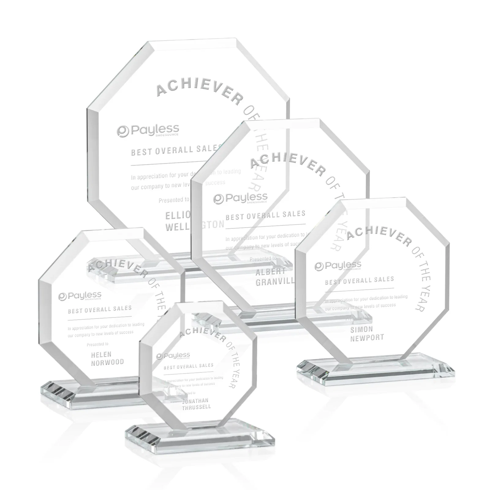 Branded Starfire Crystal Octagon Award with Deep Mitered Edges for donor appreciation