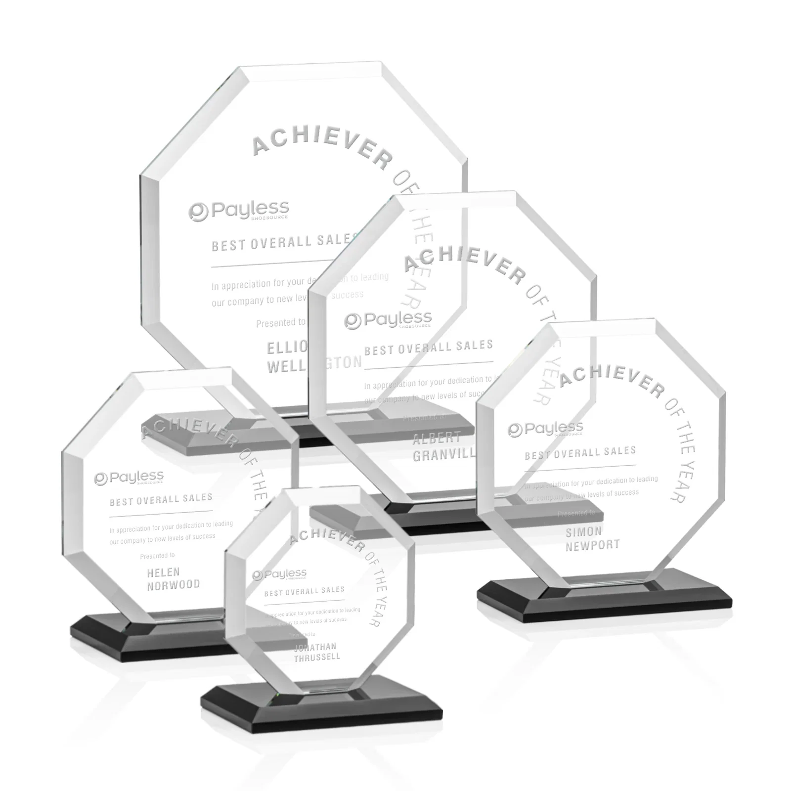 Custom Starfire Crystal Octagon Award with Deep Mitered Edges for donor appreciation