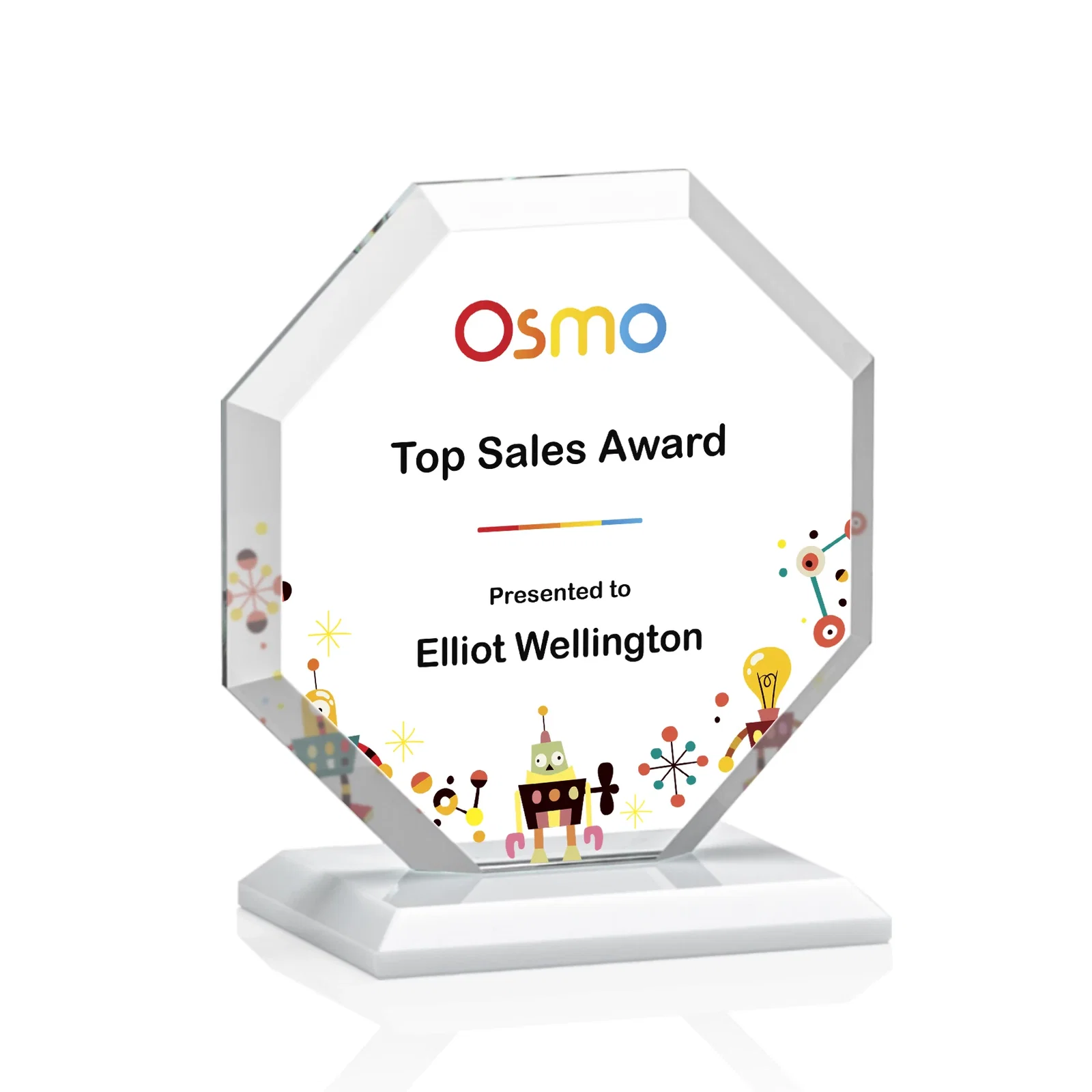 Custom Starfire Crystal Octagon Award with Deep Mitered Edges, with your logo for safety achievement programs
