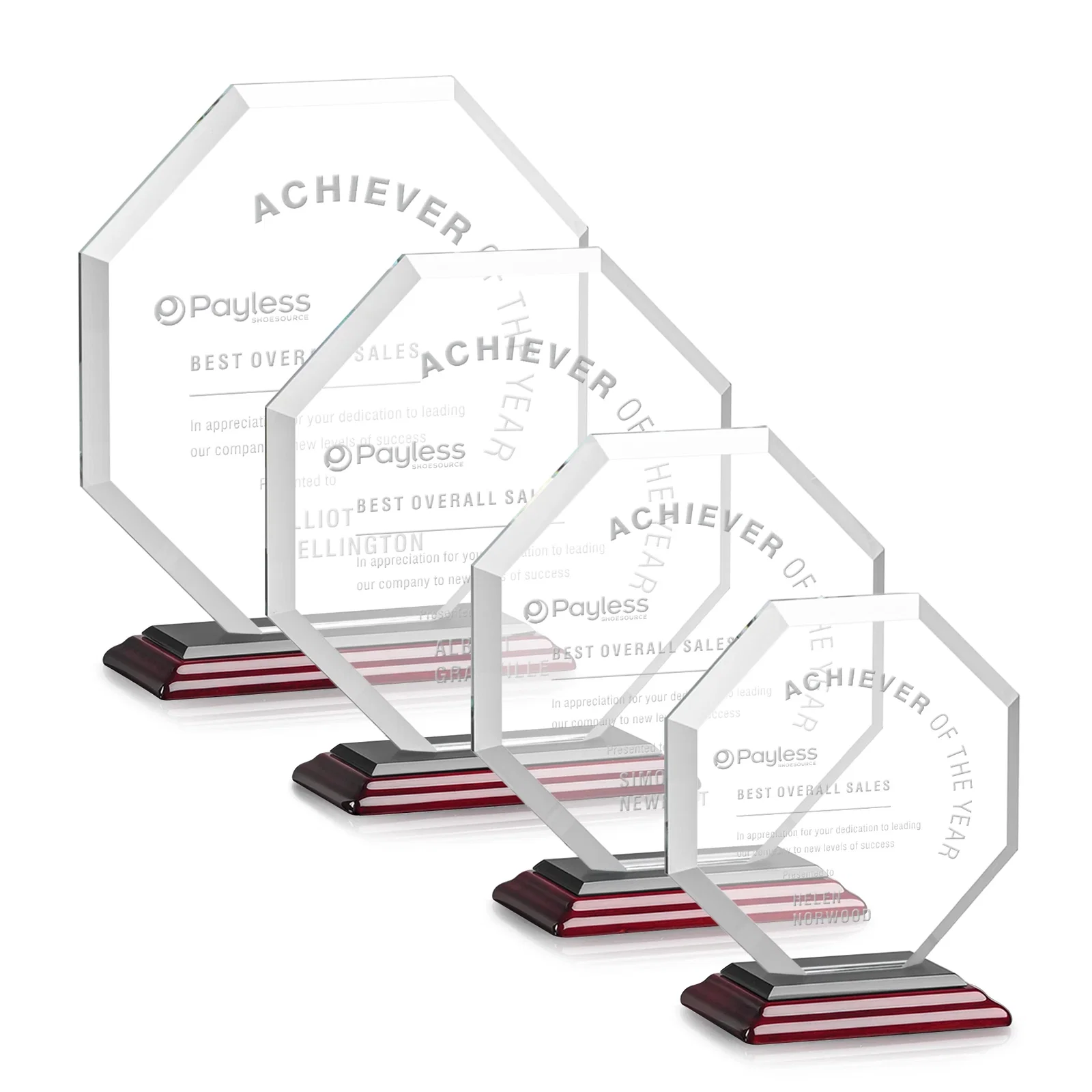 Personalized Starfire Crystal Octagon Award with Deep Mitered Edges, with your logo for employee recognition