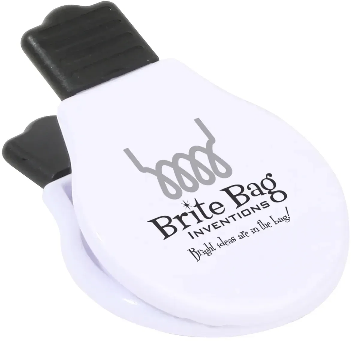 Light Bulb Magnetic Power Clip, custom branded bulb-shaped magnet clip holding notes on steel