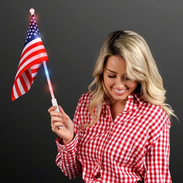 Light Up American Flags held in hand