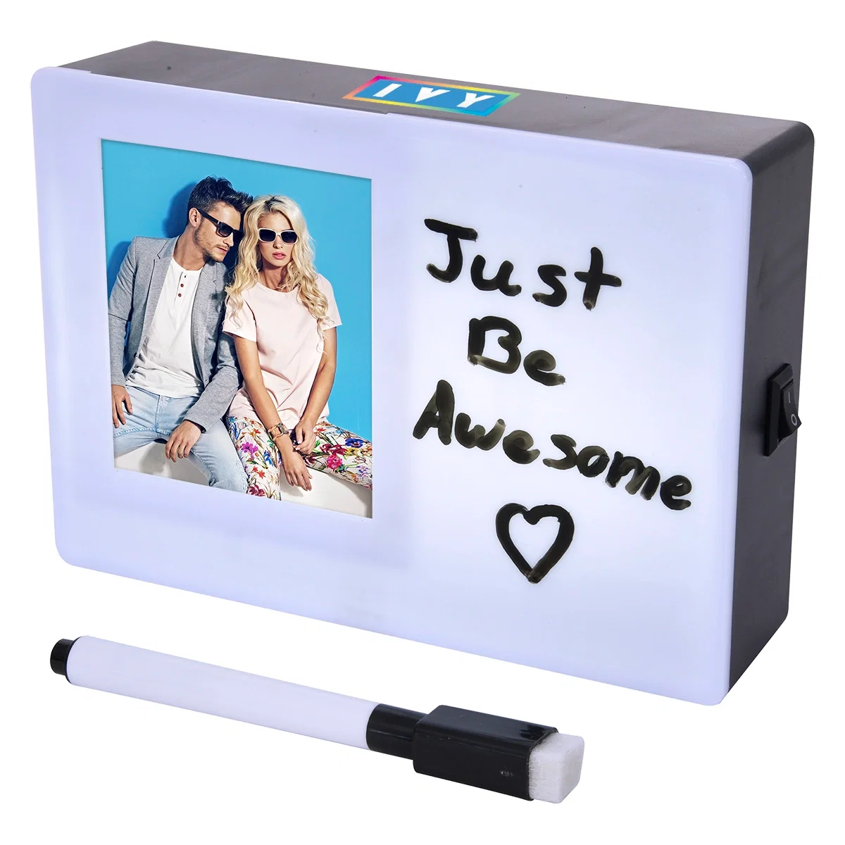 Light up cinema board with slots for changeable letters
