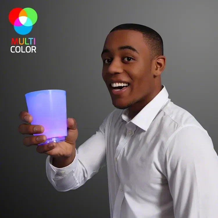 Light Up Color Change Frosted Short Glass held in hand