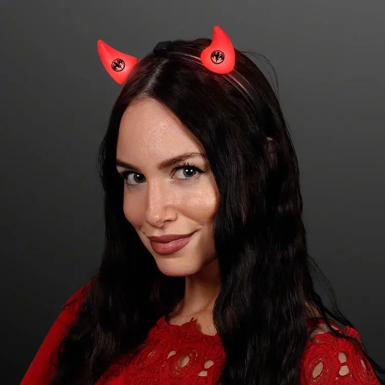Light Up Devil Horns being worn