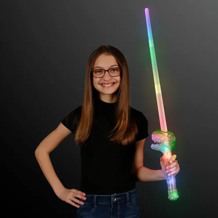 Light Up Dinosaur Expandable Sword Toy held in hand