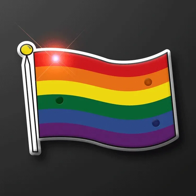 Light Up Rainbow Flag Pins, Pride Party Supplies — view 4