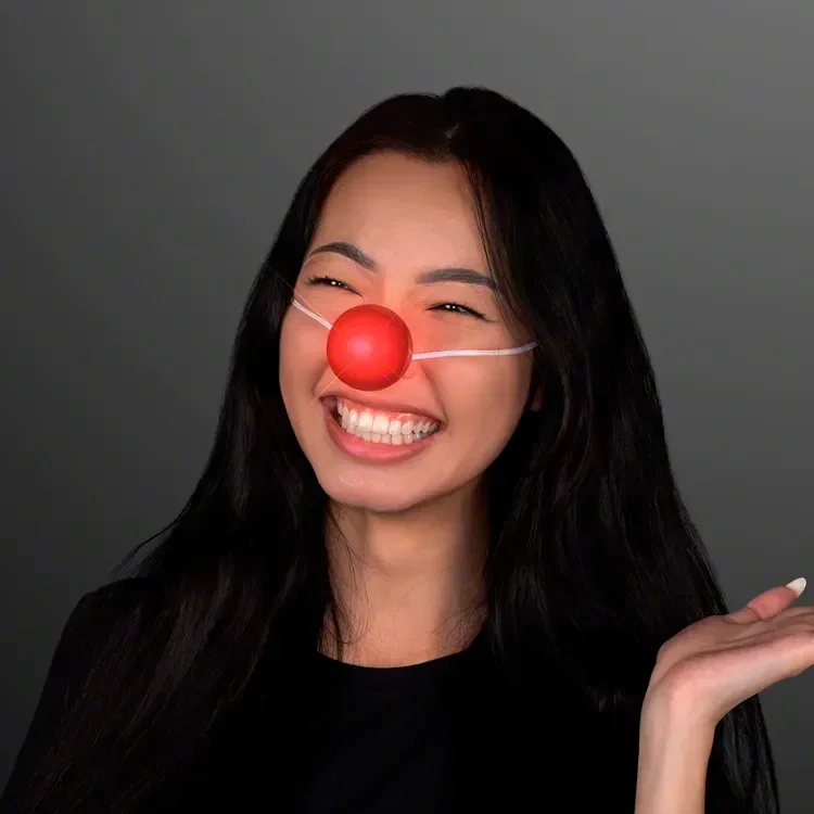Light Up Red Clown Nose being worn