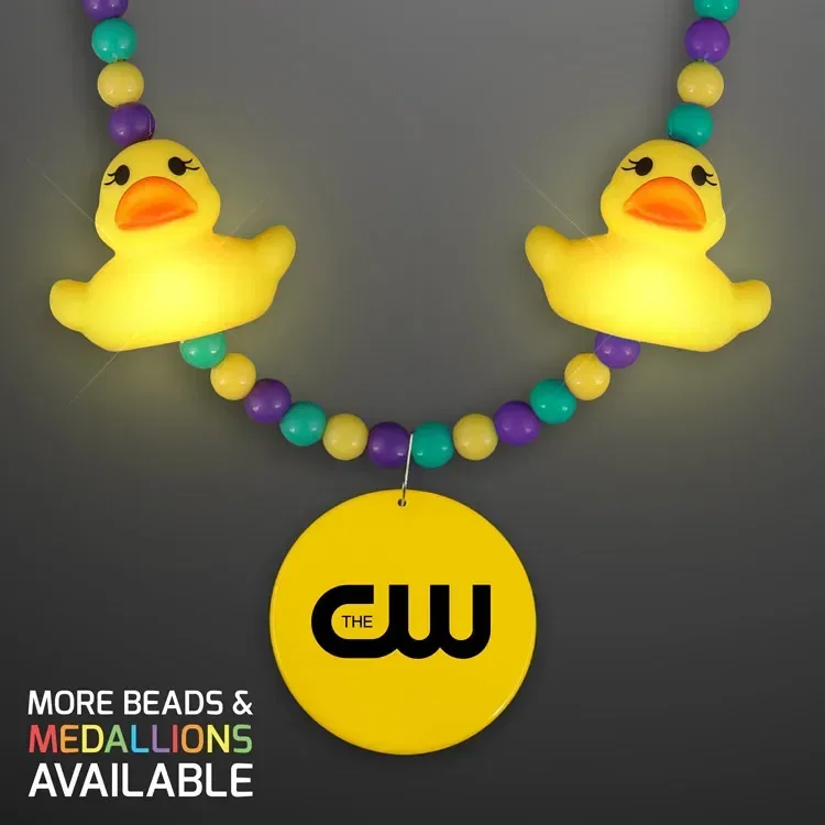 Light Up Rubber Ducky Beads Necklace with Yellow Medallion — view 2