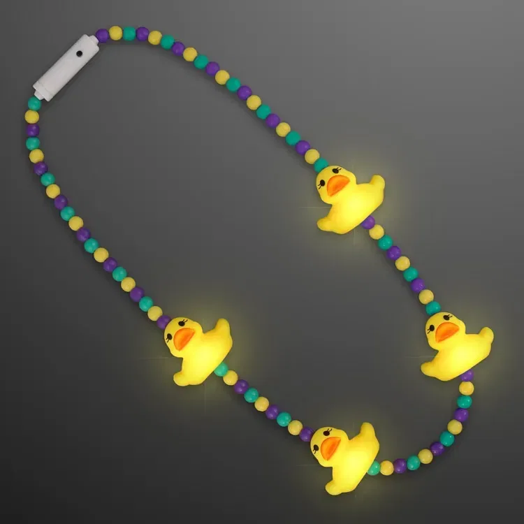 Light Up Rubber Ducky Beads Necklace with Yellow Medallion — view 3
