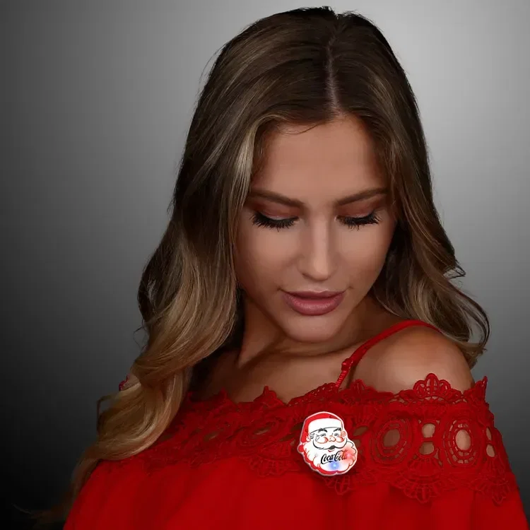 Flashing Santa LED Lapel Pin — view 2