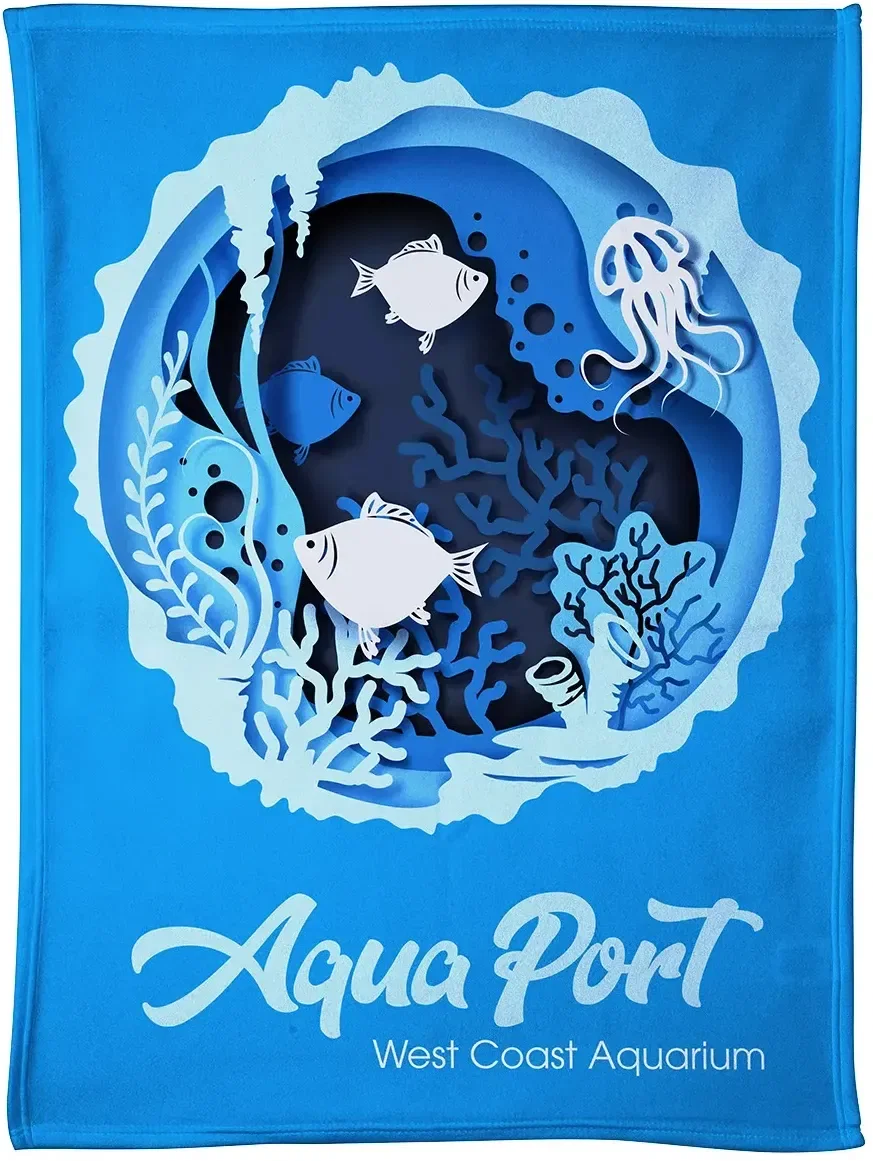 Branded 300GSM brushed fleece blanket, folded stack showing color options