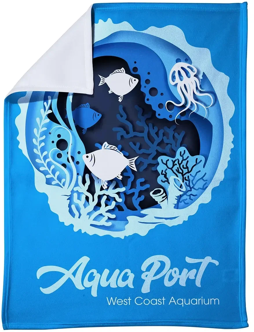Promotional 300GSM fleece blanket, close-up of brushed surface