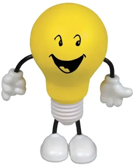 Lightbulb Stress Reliever Figure, a custom logo lightbulb-shaped promotional foam stress ball