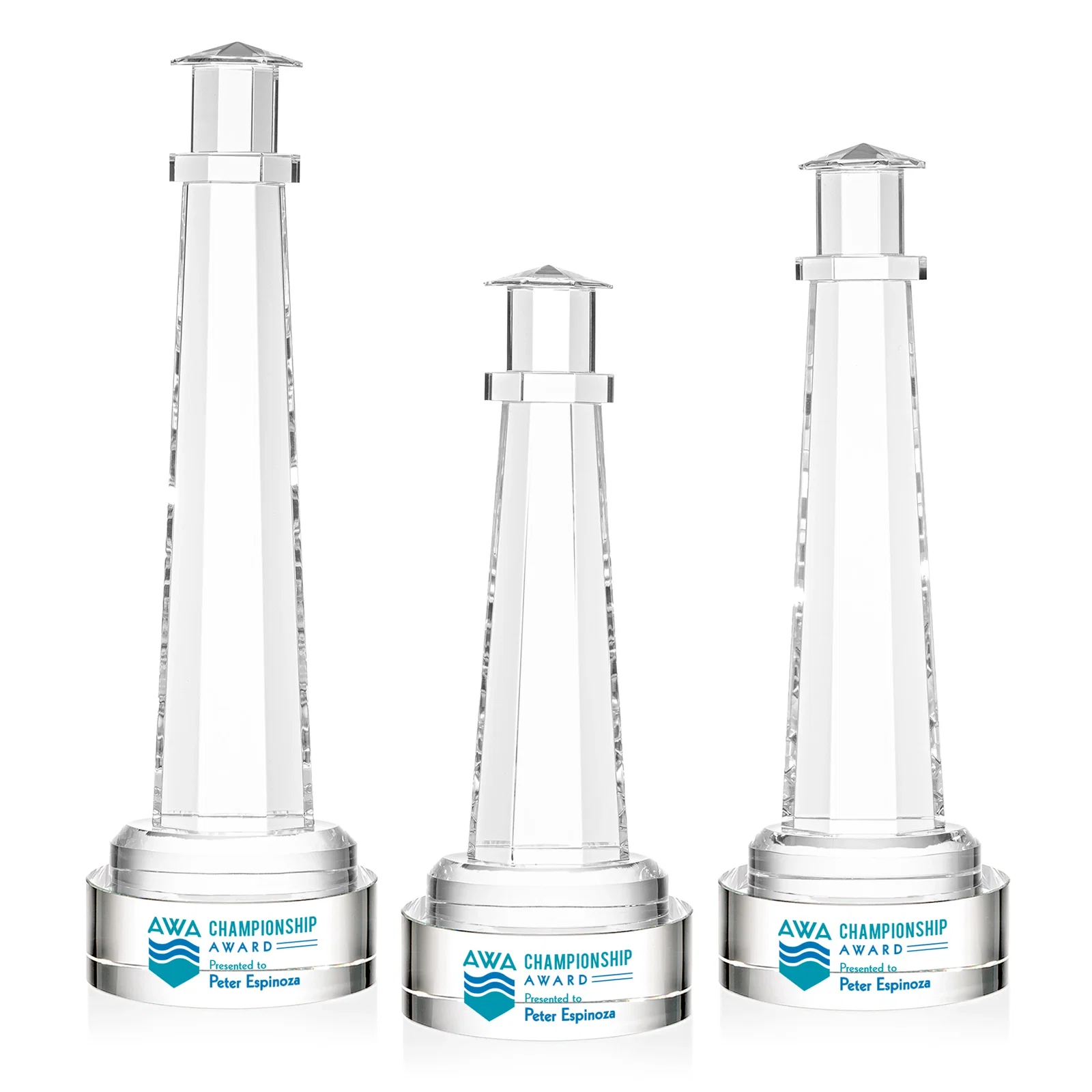 Personalized Optical Crystal Lighthouse Award, awards for retirement presentations