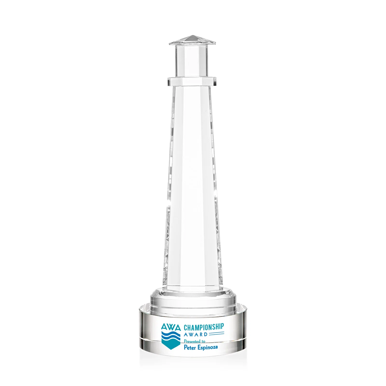 Personalized Optical Crystal Lighthouse Award, awards for donor appreciation