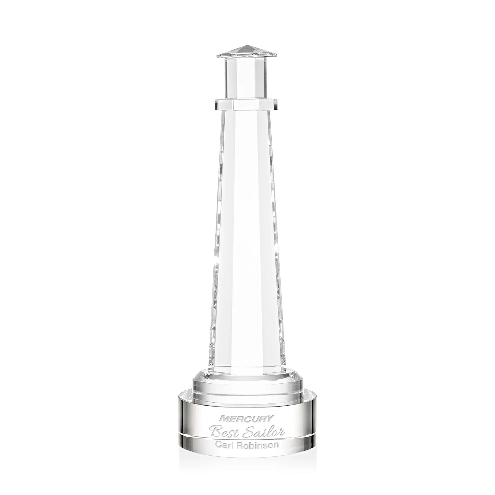 Custom Optical Crystal Lighthouse Award, awards for service anniversary gifts