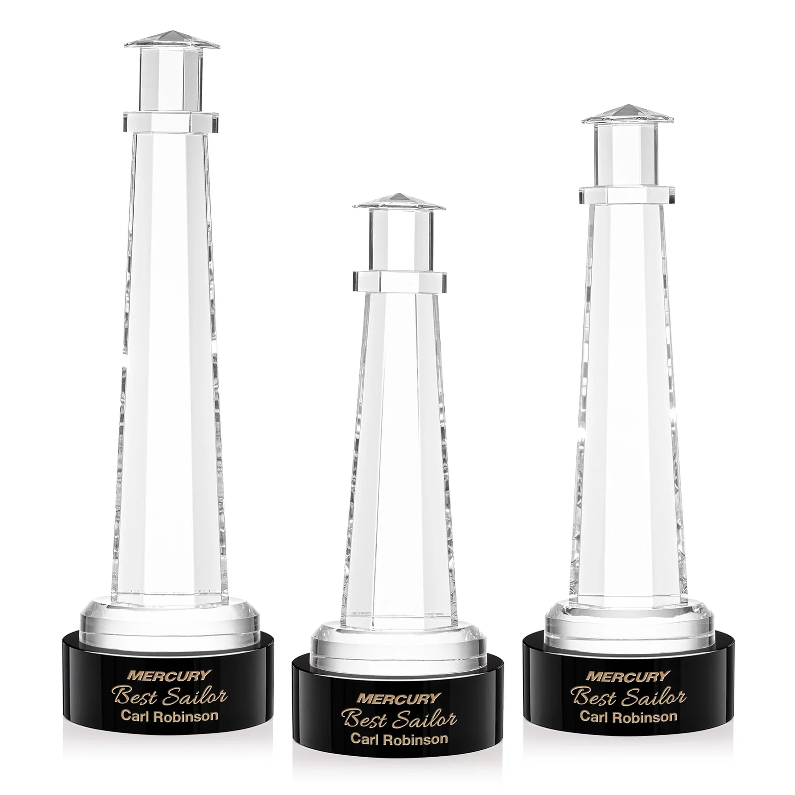 Custom Optical Crystal Lighthouse Award, awards for safety achievement programs
