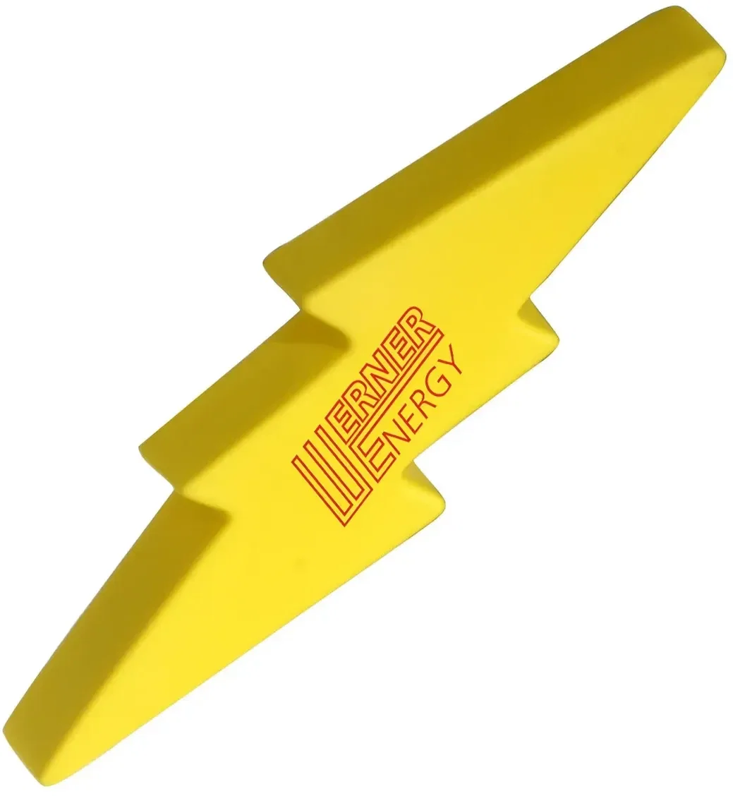 Lightning Bolt custom stress ball shaped like a lightning bolt, branded energy and electrical promotional logo giveaway