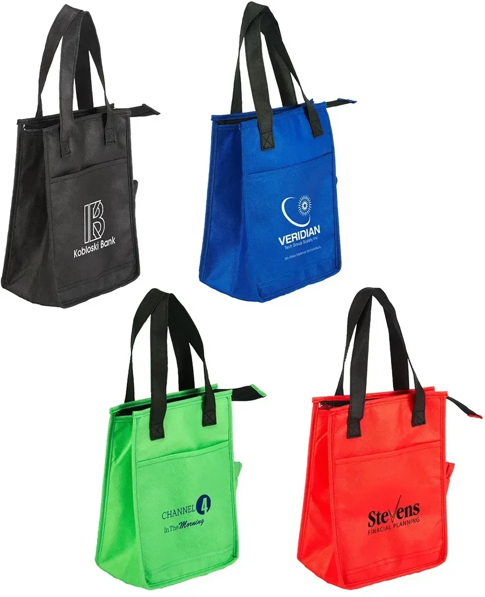 Lightning Sack Insulated Lunch Bag, custom promotional lunch bag front view with logo
