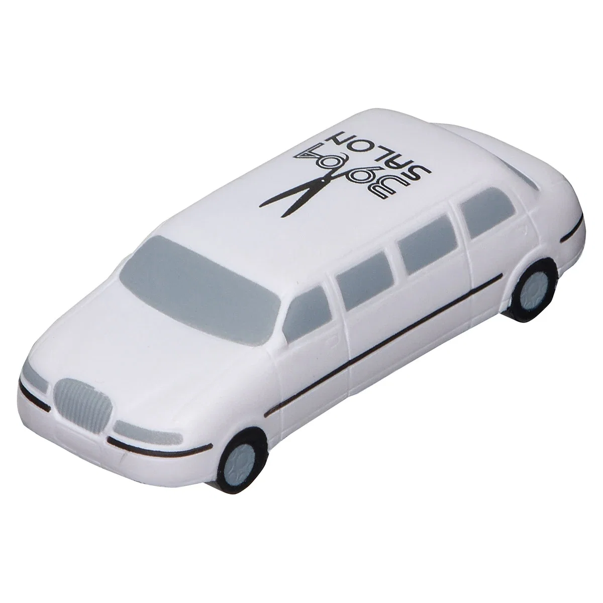 Limousine shaped polyurethane stress reliever, about 4 inches long