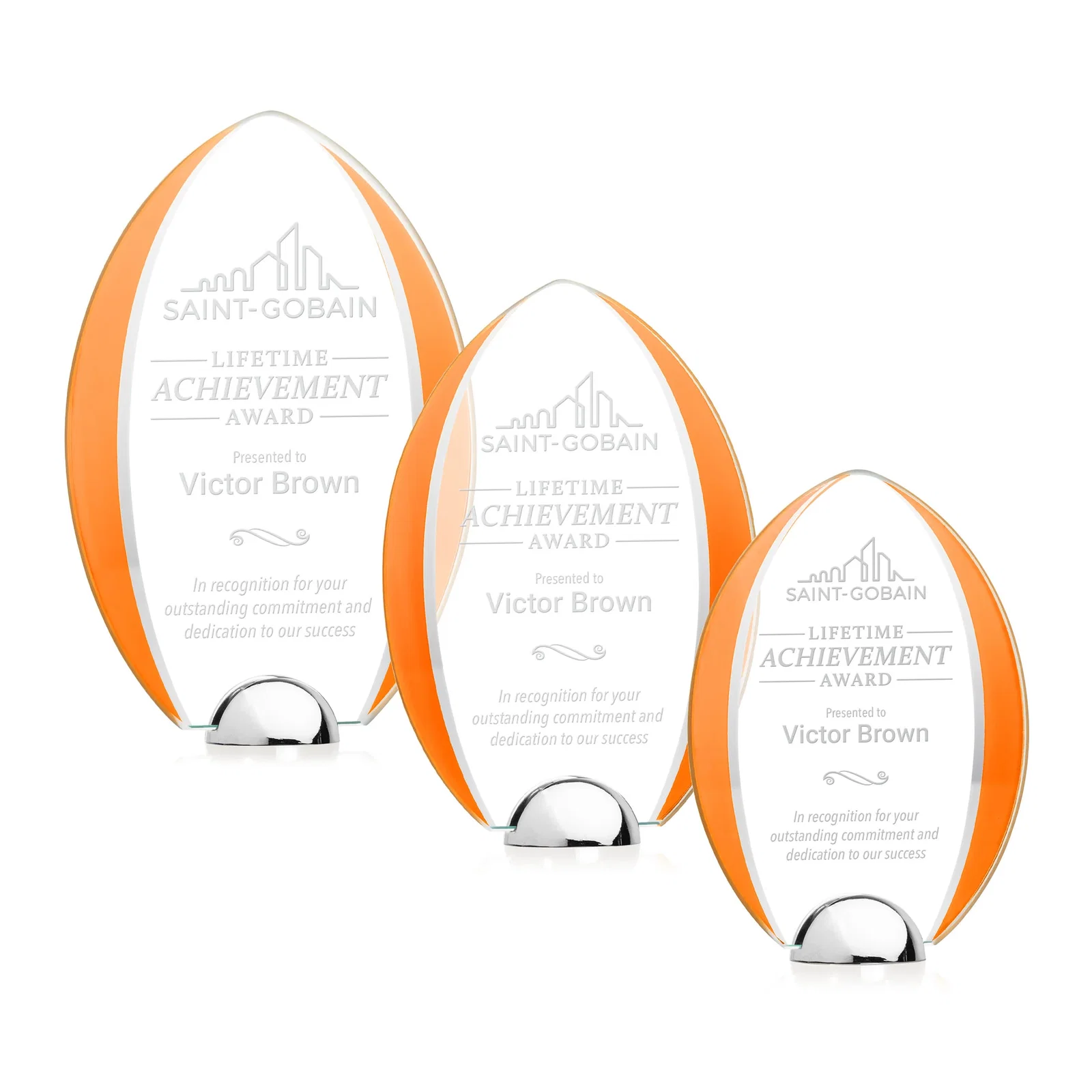 Custom Starfire Crystal Arrowhead Award on Chrome Dome Base, metal awards for volunteer appreciation