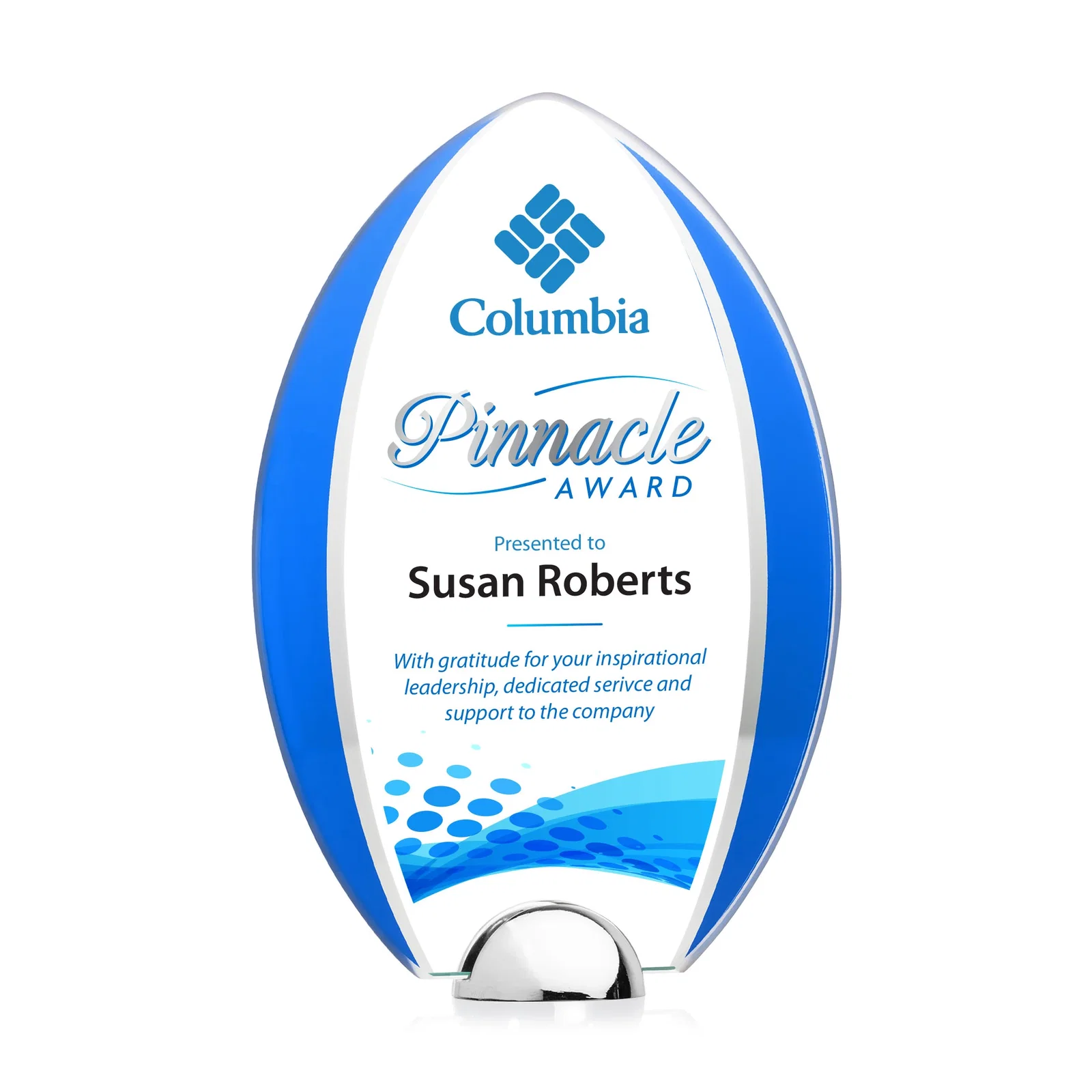 Promotional Starfire Crystal Arrowhead Award on Chrome Dome Base, metal awards for employee recognition