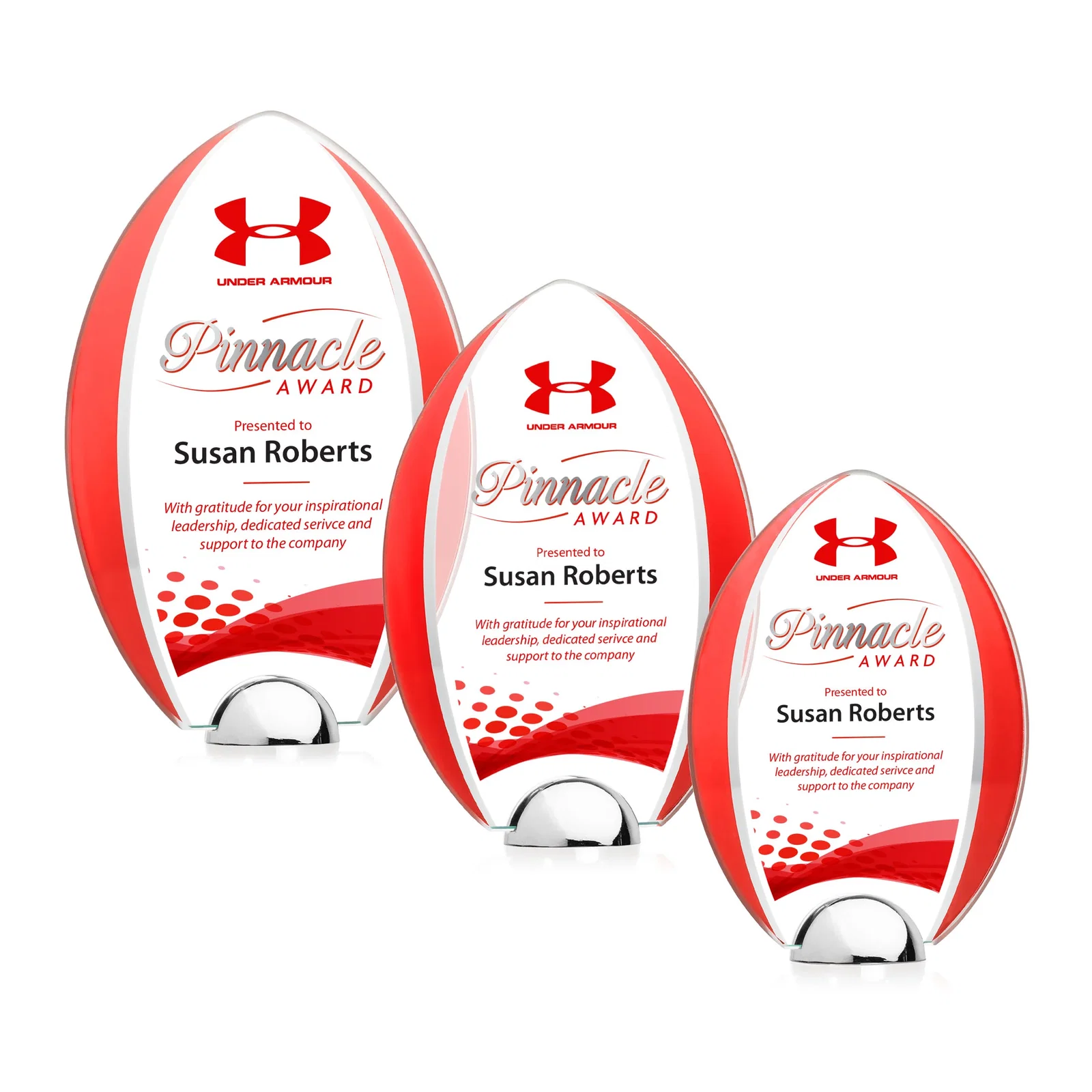 Promotional Starfire Crystal Arrowhead Award on Chrome Dome Base, metal awards for team milestone celebrations