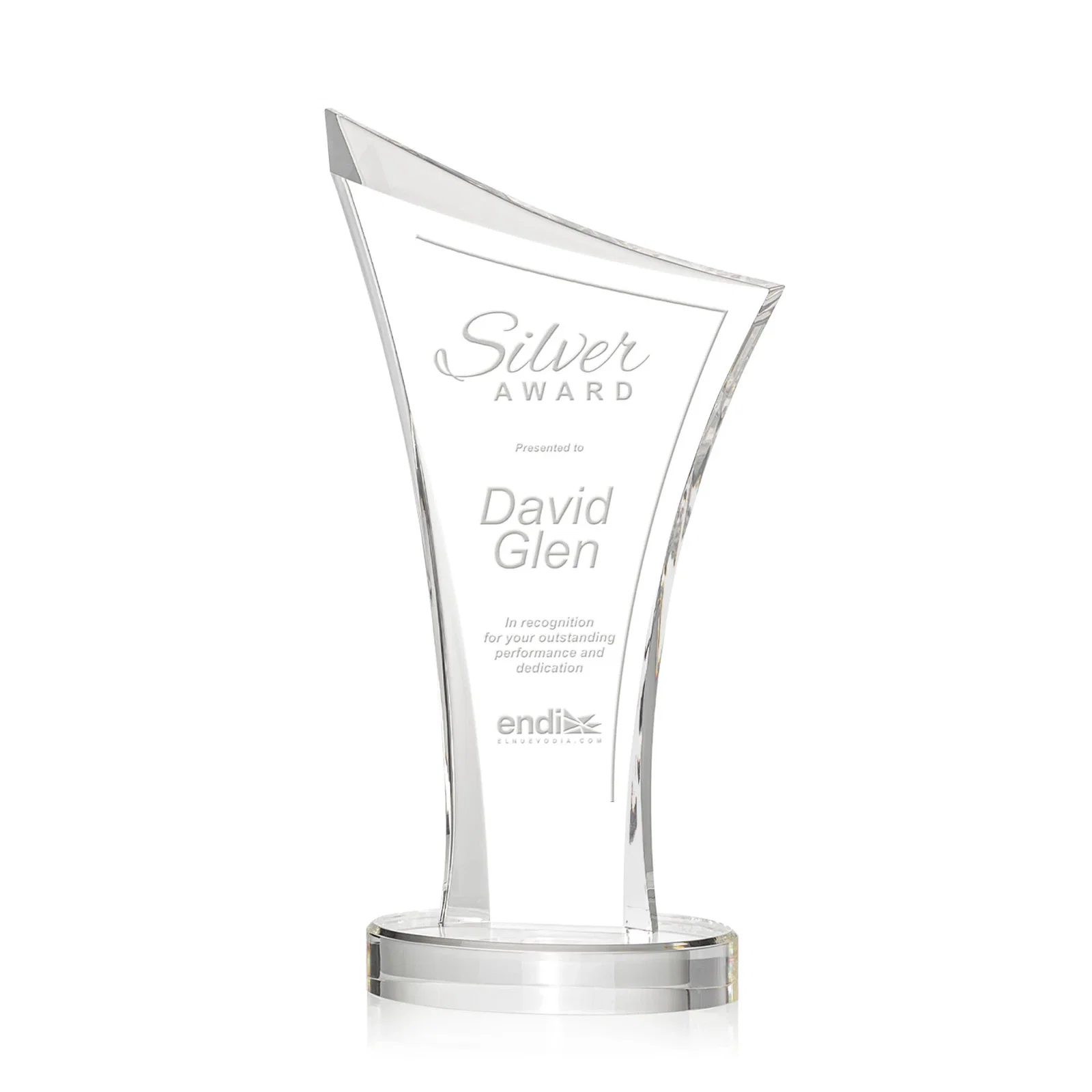 Custom Acrylic Ribbon Award with Slanted Peak for service anniversary gifts