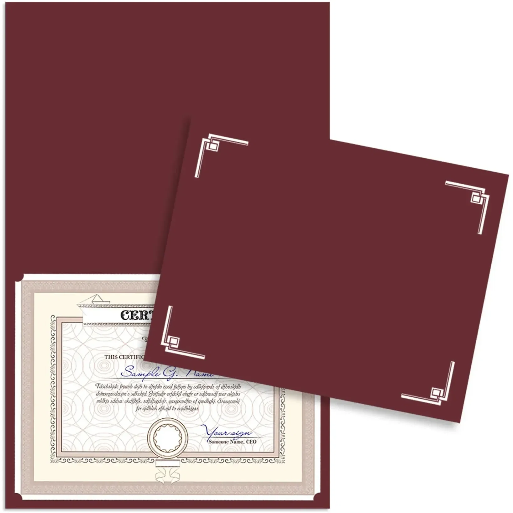 Custom Linen Certificate Folders — view 2