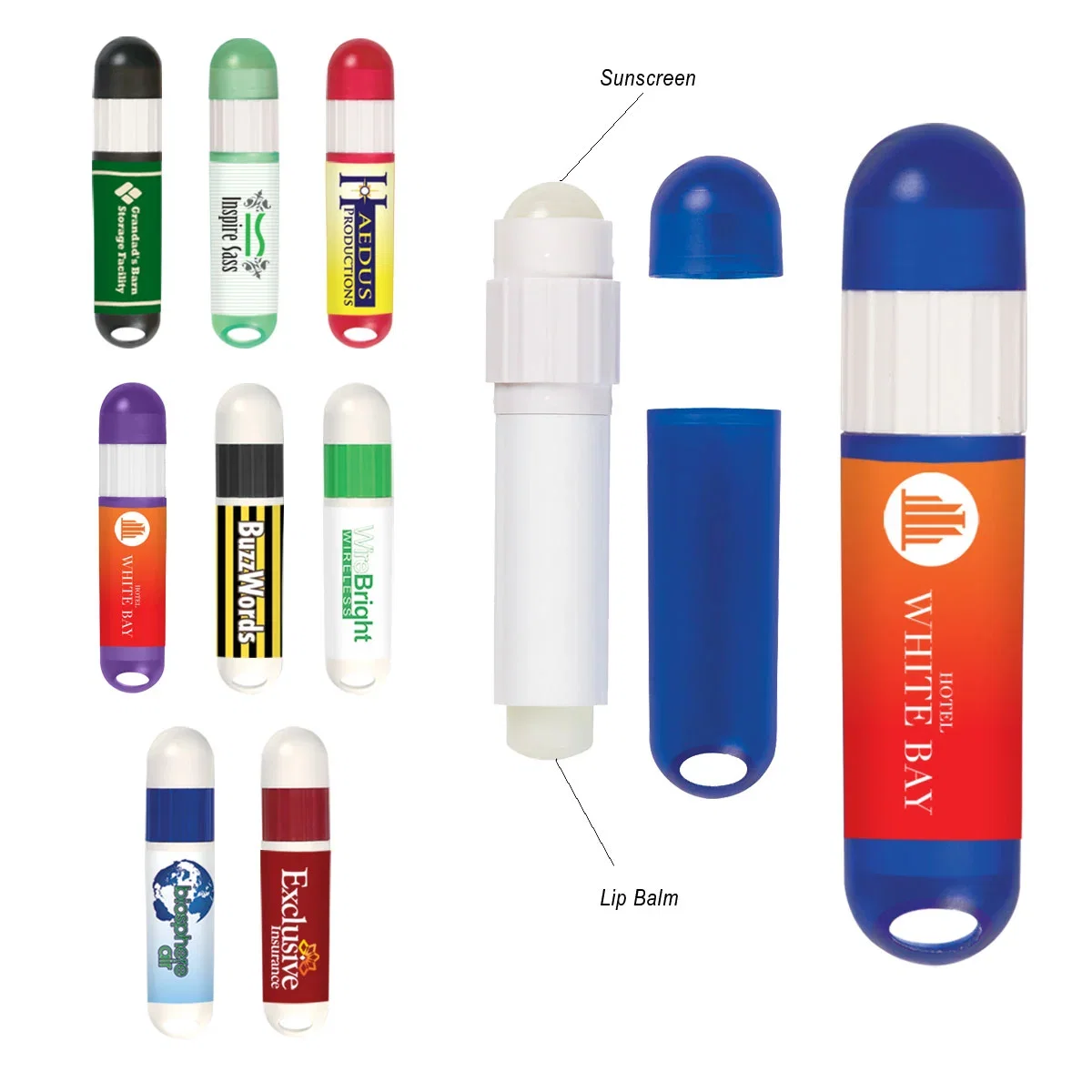 Sunstick and lip balm in a compact travel tube