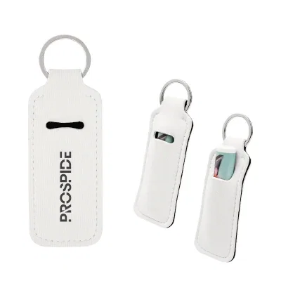 Black lip balm holder keychain with a split ring