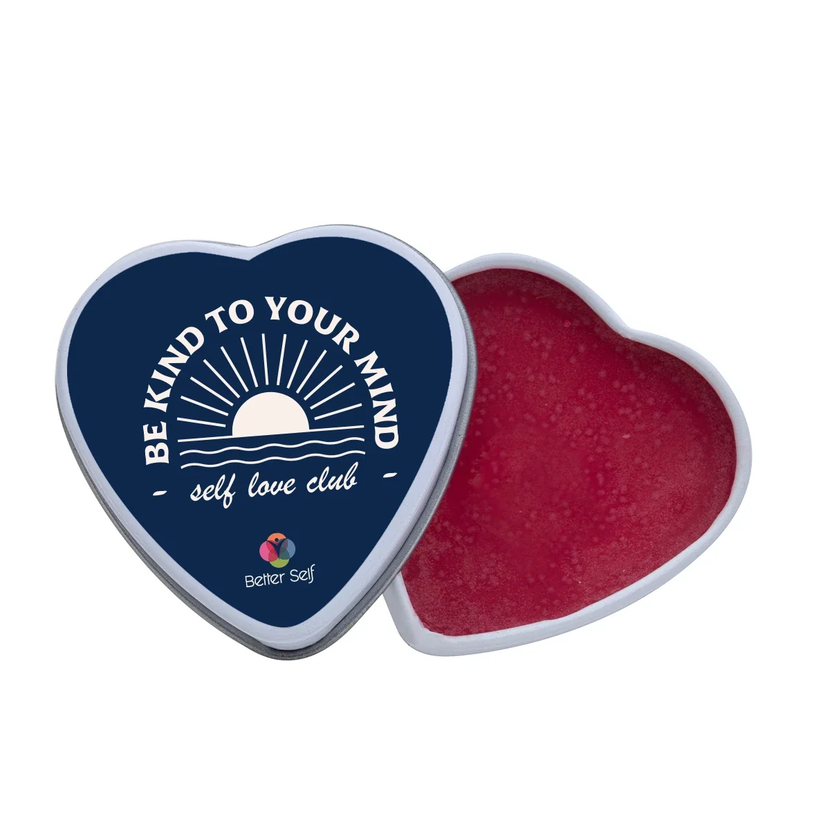 Top view of a heart tin measuring under two inches across