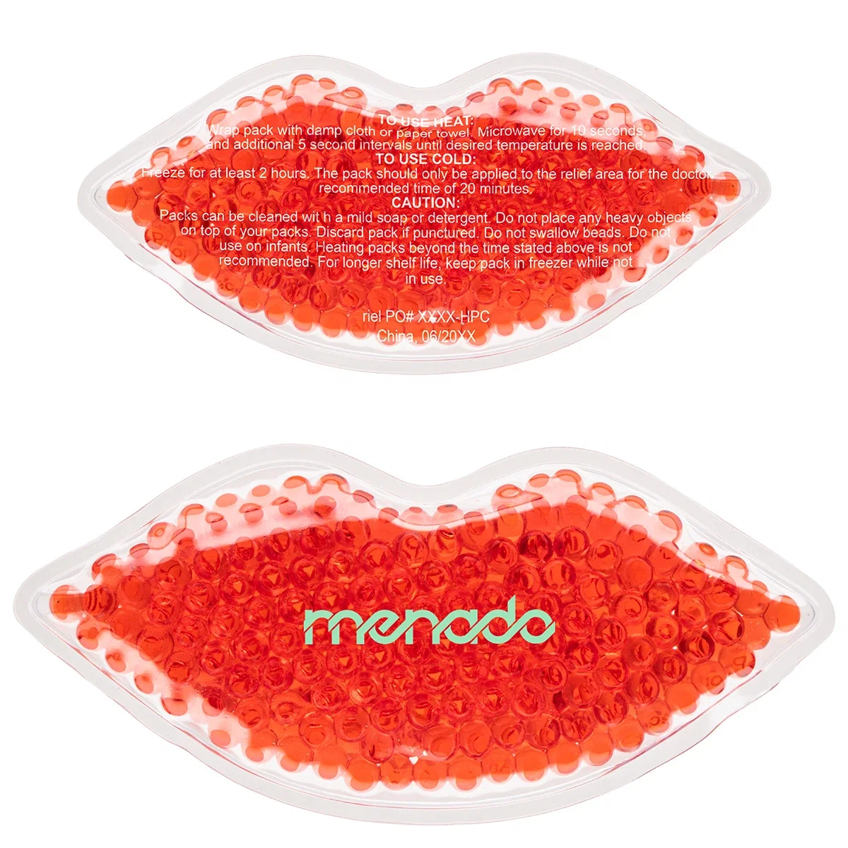 Lip-shaped Aqua Pearls hot/cold gel pack, reusable for warm or cold therapy