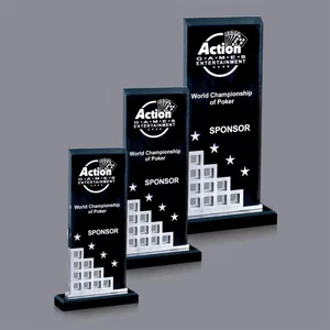 Black Acrylic Award with Die-Cast Metal Geometric Accent