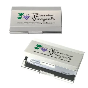 10-Card Lisbon Dual Tone Metal Business Card Holder, Laser Engraved