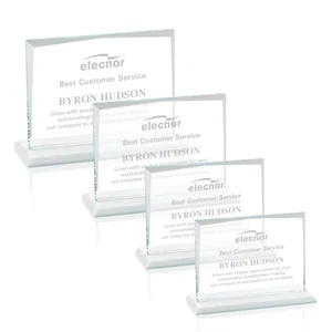 Starfire Crystal Rectangle Award with White Base, Eight Colors