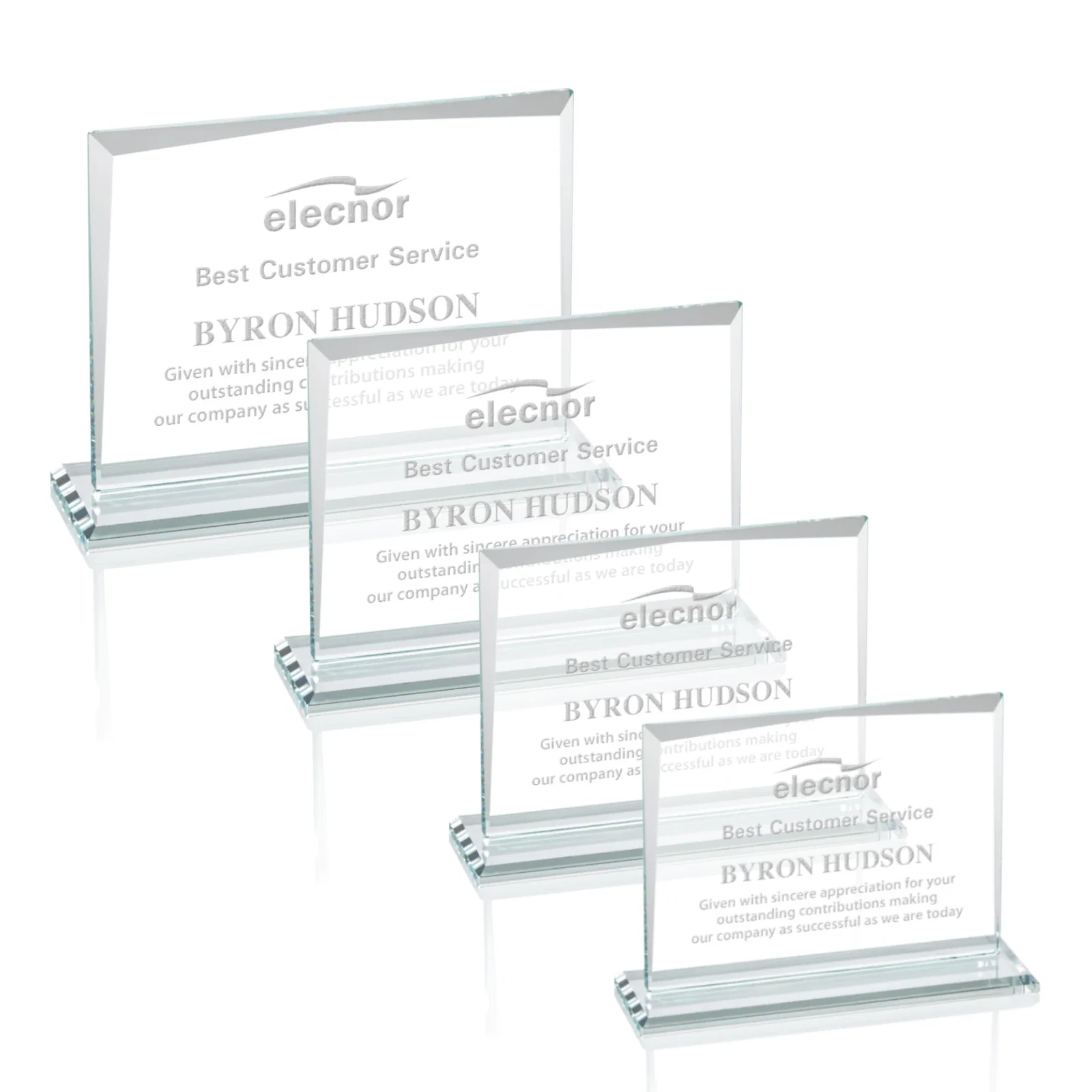 Custom Starfire Crystal Rectangle Award with White Base, Eight Colors, awards for dealer and partner awards