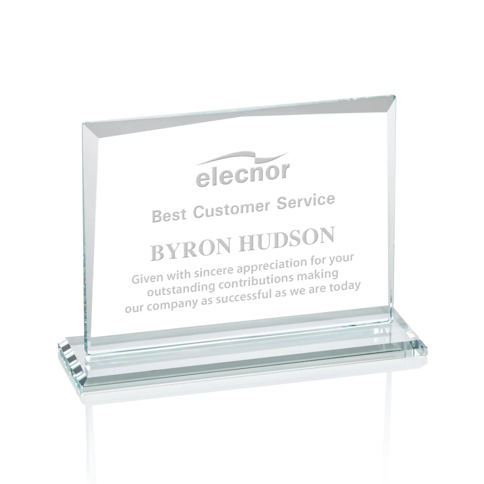 Custom Starfire Crystal Rectangle Award with White Base, Eight Colors, awards for company anniversary events