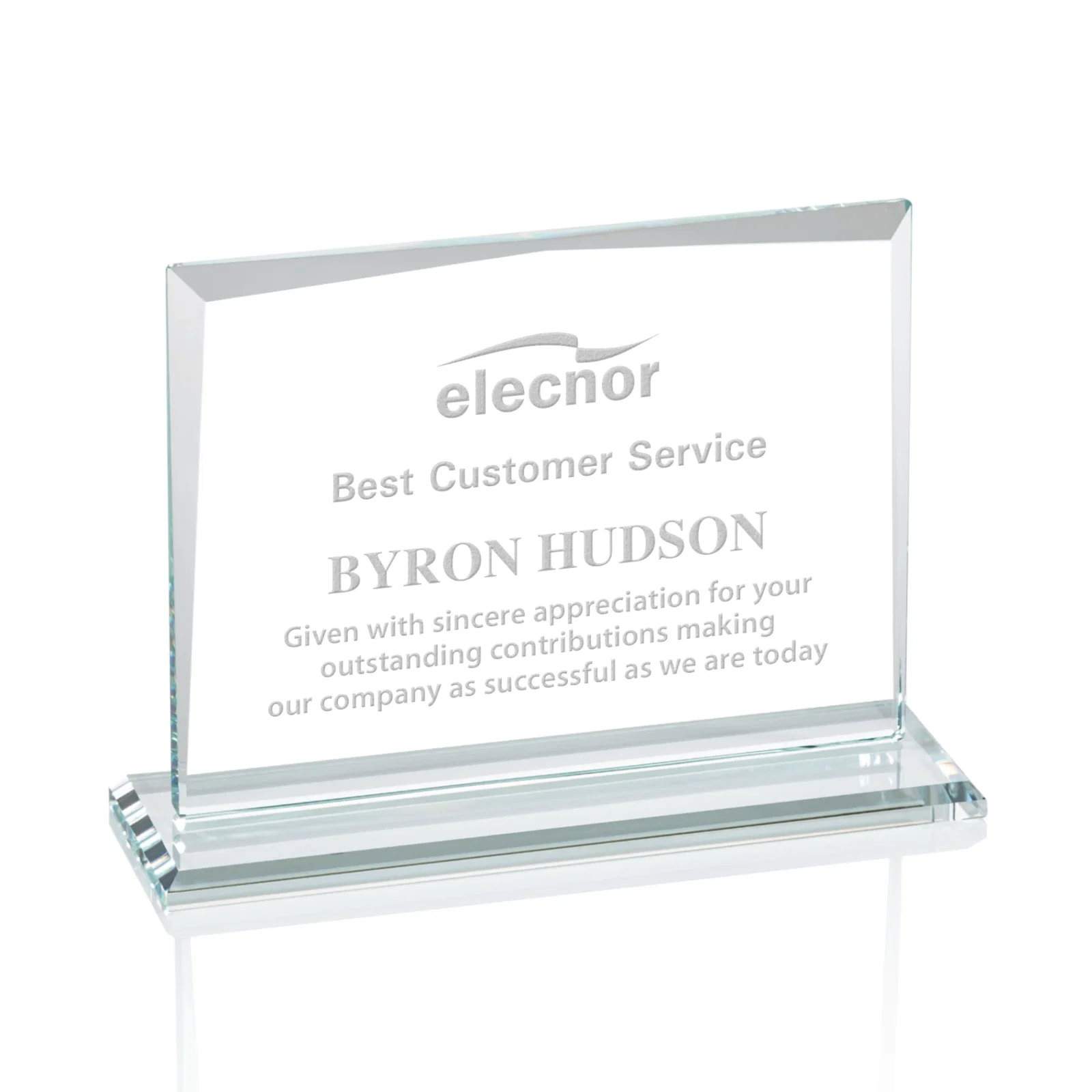 Personalized Starfire Crystal Rectangle Award with White Base, Eight Colors, awards for employee recognition