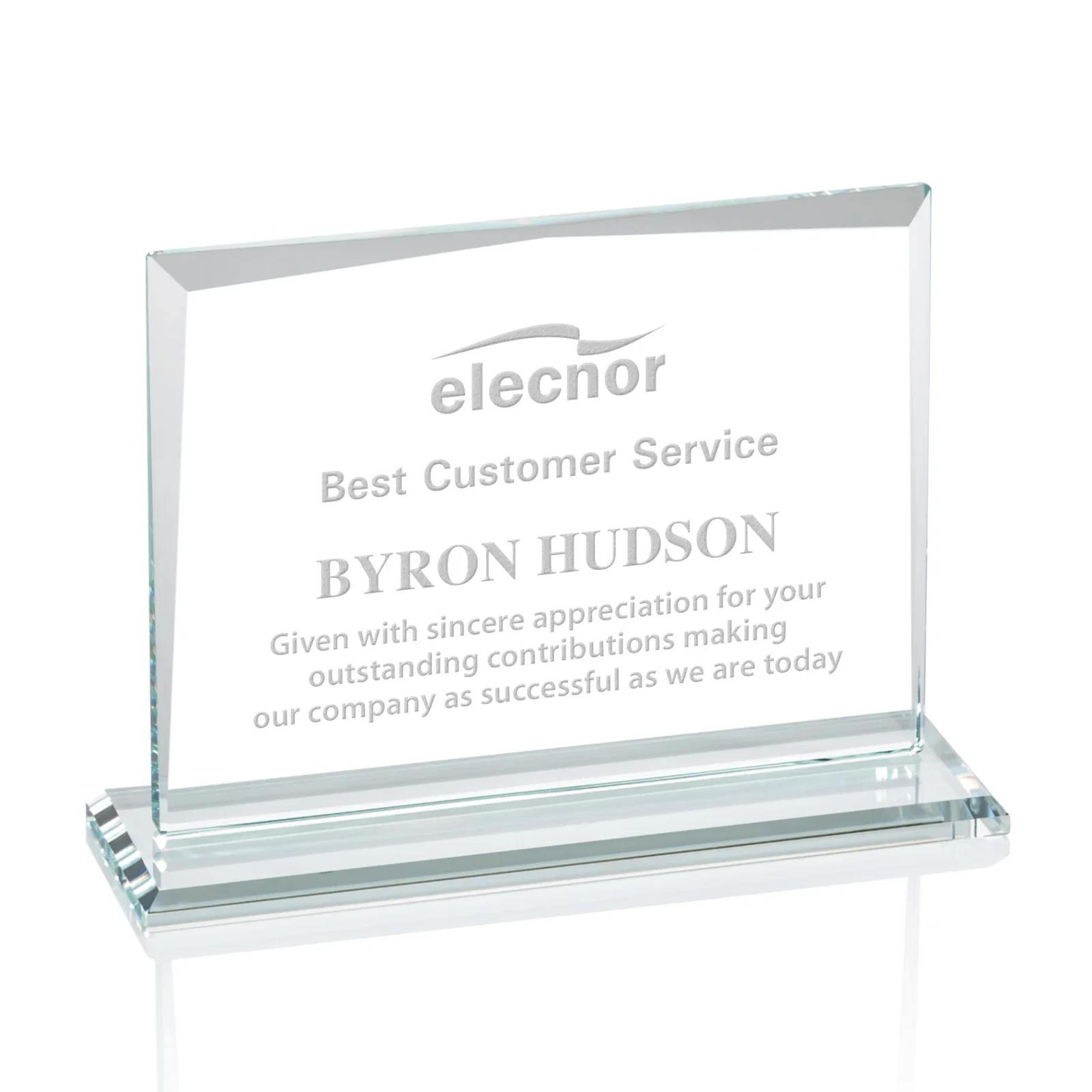 Personalized Starfire Crystal Rectangle Award with White Base, Eight Colors, awards for corporate award ceremonies